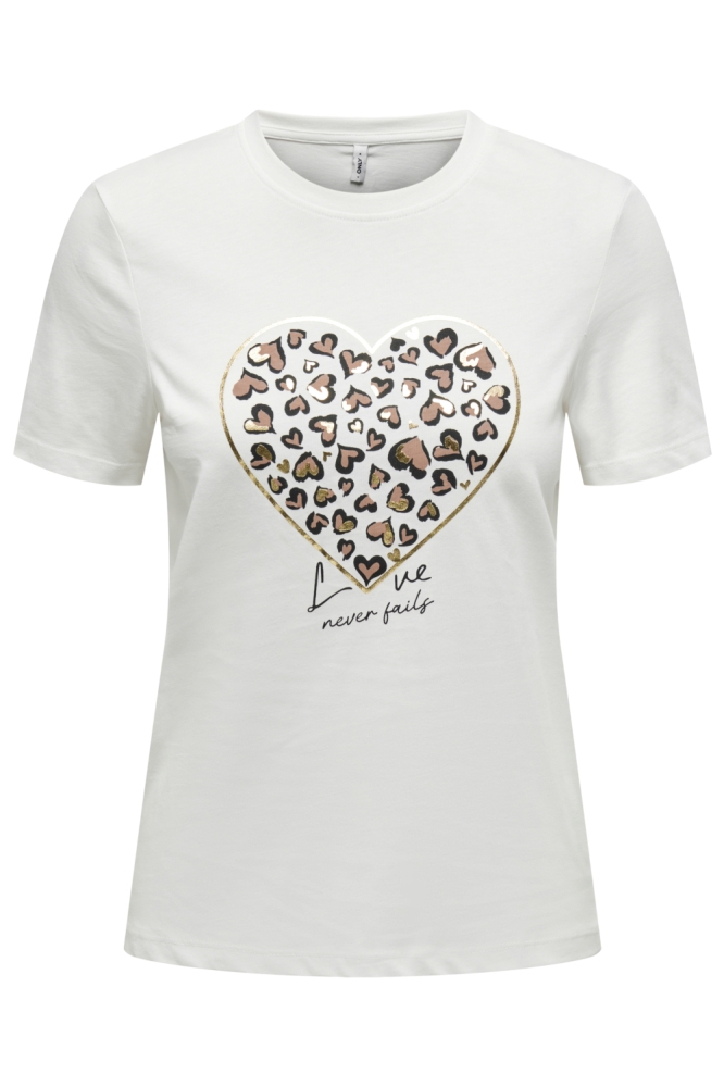 ONLTANYA LIFE REG S/S LEO PRINT TOP 15355699 CLOUD DANCER/HEART